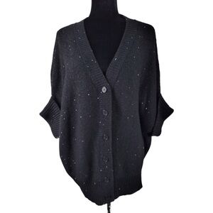 NWT Talbots Woman’s black buttoned cardigan sweater dolman elbow sleeve L Petite